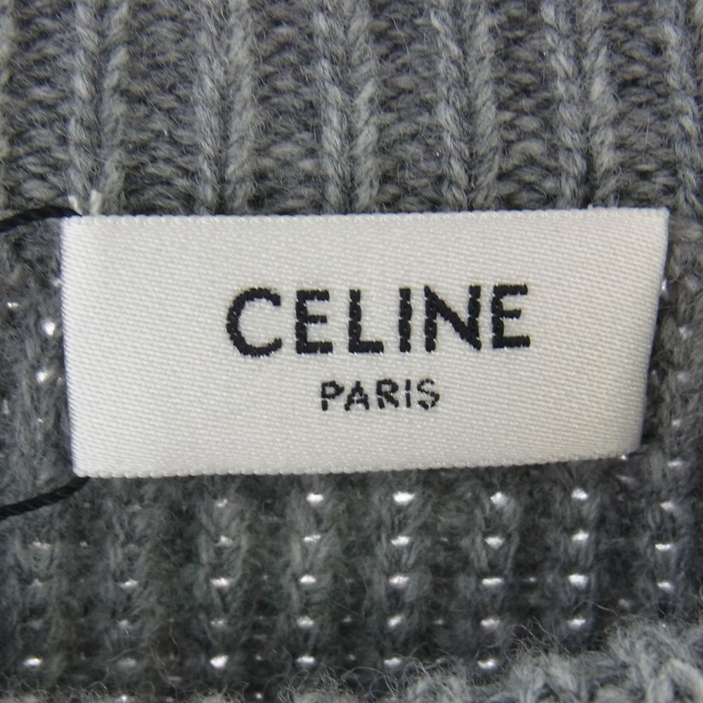 CELINE セリーヌ 22SS 2A11X667Q OVERSIZED WOOL SWEATER オーバーサイズド ウール スタッズ ロゴ ニット セーター グレー系 XL【新古品】【未使用】【中古】