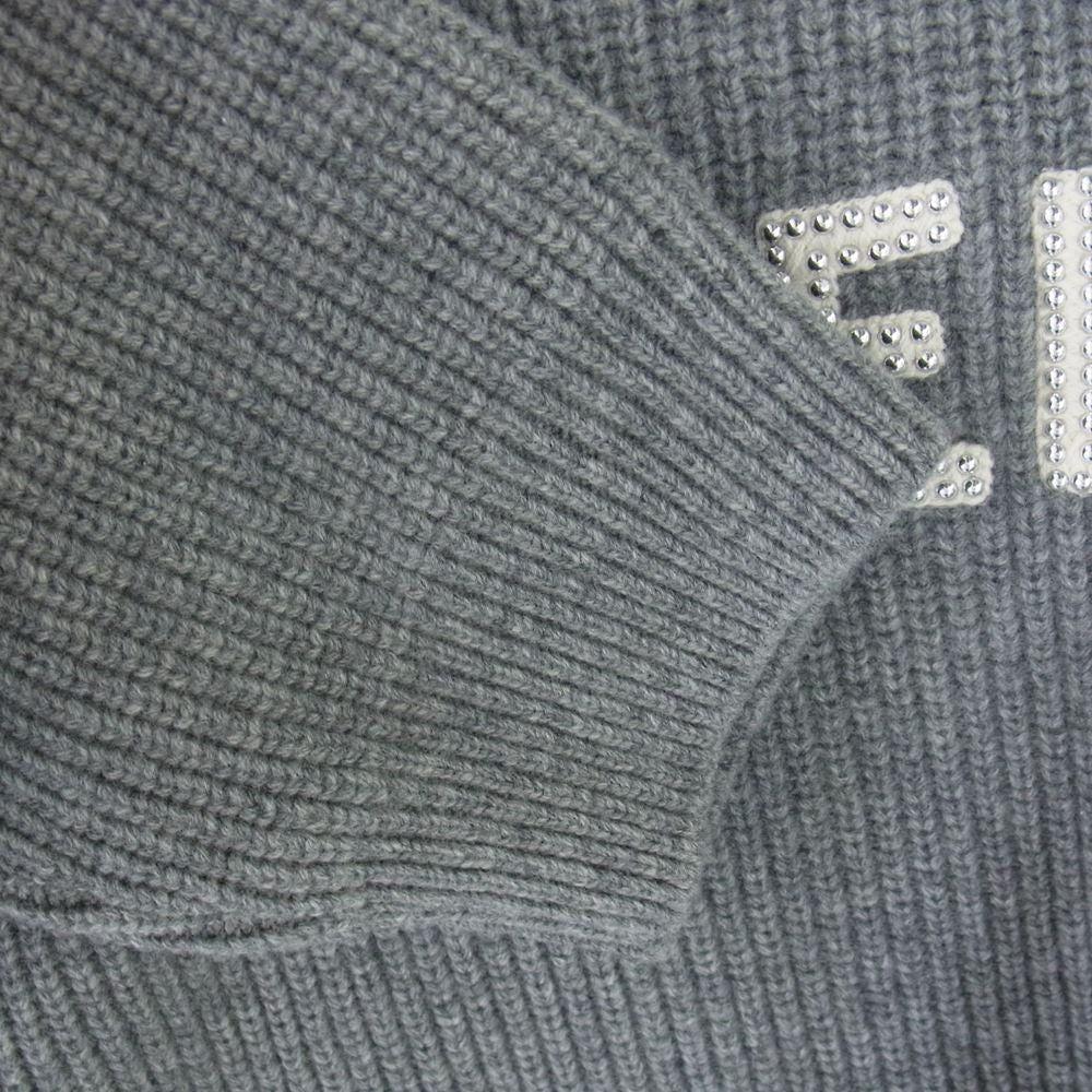 CELINE セリーヌ 22SS 2A11X667Q OVERSIZED WOOL SWEATER オーバーサイズド ウール スタッズ ロゴ ニット セーター グレー系 XL【新古品】【未使用】【中古】