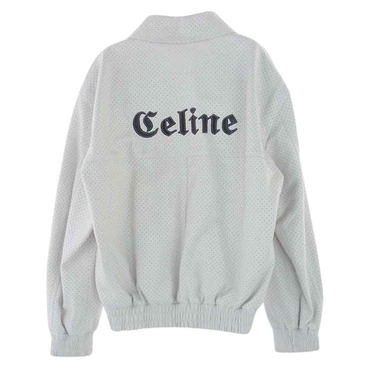 CELINE セリーヌ 22SS 2EB13280D パーフォレイテッド レザー ジャケット パンチング ロゴ ホワイト系 46【新古品】【未使用】【中古】