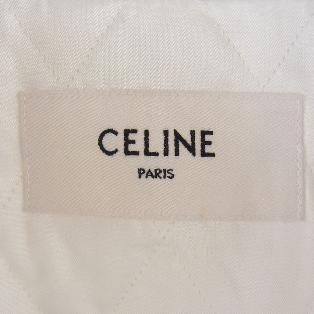 CELINE セリーヌ 22SS 2EB13280D パーフォレイテッド レザー ジャケット パンチング ロゴ ホワイト系 46【新古品】【未使用】【中古】