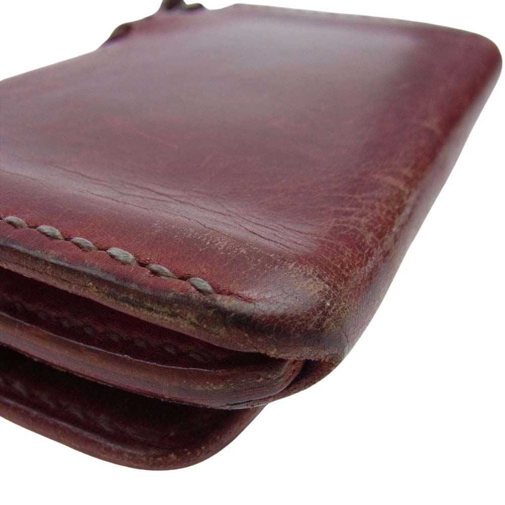 THE FLAT HEAD ザフラットヘッド スタッズ レザー ショート ２つ折り 財布 ウォレット ブラウン系【中古】