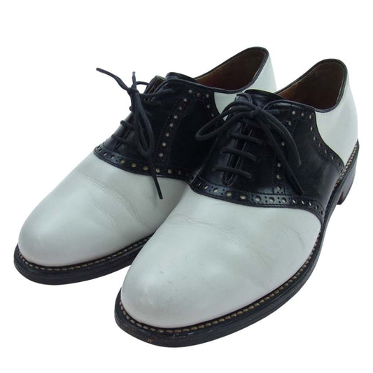 R.J.B アールジェイビー SADDLE SHOES サドル ビジネス シューズ ホワイト系 ブラック系 7.5【中古】