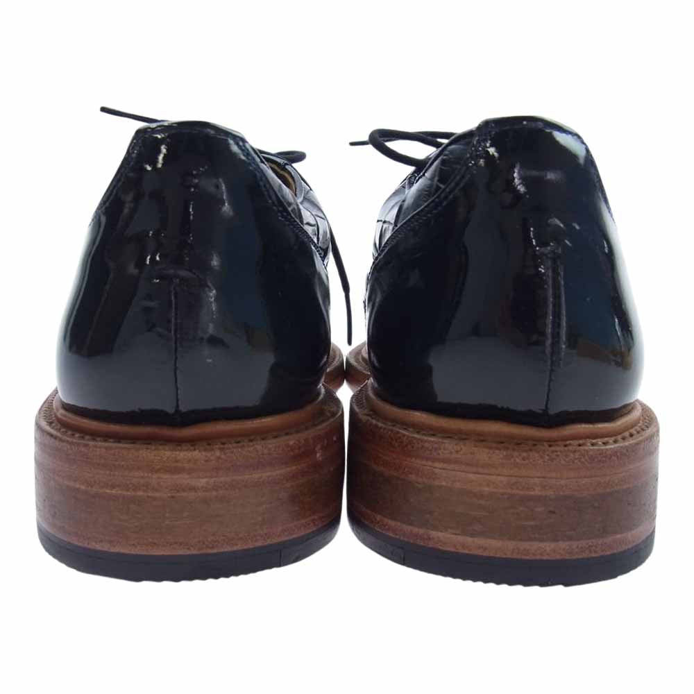 R.J.B アールジェイビー 型押し レザー シューズ ブラック系 6.5【極上美品】【中古】