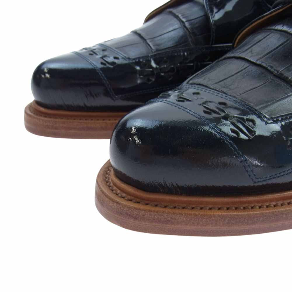 R.J.B アールジェイビー 型押し レザー シューズ ブラック系 6.5【極上美品】【中古】