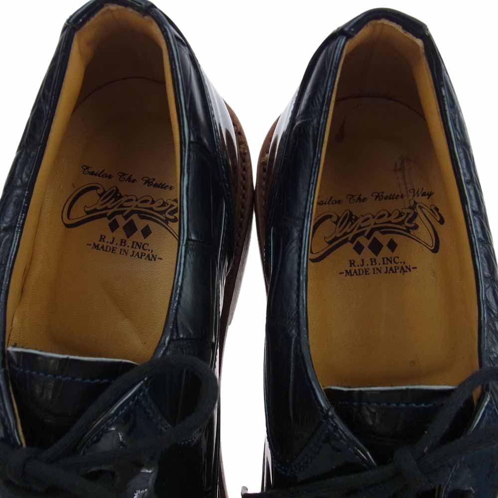 R.J.B アールジェイビー 型押し レザー シューズ ブラック系 6.5【極上美品】【中古】