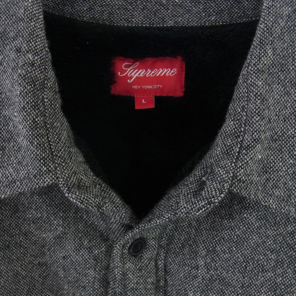 Supreme シュプリーム 12AW PILE LINED SHIRT パイル ライン シャツ ウール ジャケット 裏地ボア グレー系 L【中古】