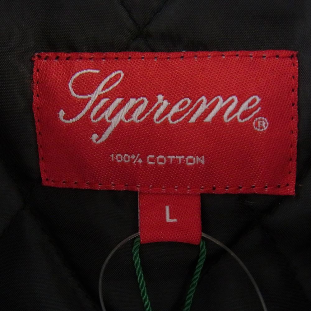 Supreme シュプリーム 21AW Faux Fur Collar Flannel Shirt フェイクファー カラー フランネル シャツ 裏地キルティング ロゴ刺繍 チェック グレー系 L【中古】