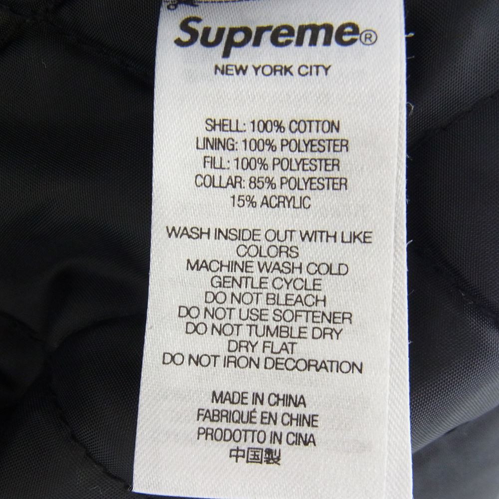 Supreme シュプリーム 21AW Faux Fur Collar Flannel Shirt フェイクファー カラー フランネル シャツ 裏地キルティング ロゴ刺繍 チェック グレー系 L【中古】