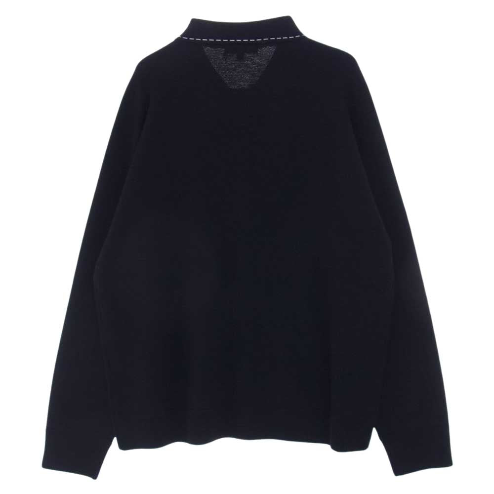 Supreme シュプリーム 22AW Contrast Stitch Button Up コントラスト ステッチ ボタンアップ ニット ポロシャツ 長袖 ブラック系 L【美品】【中古】