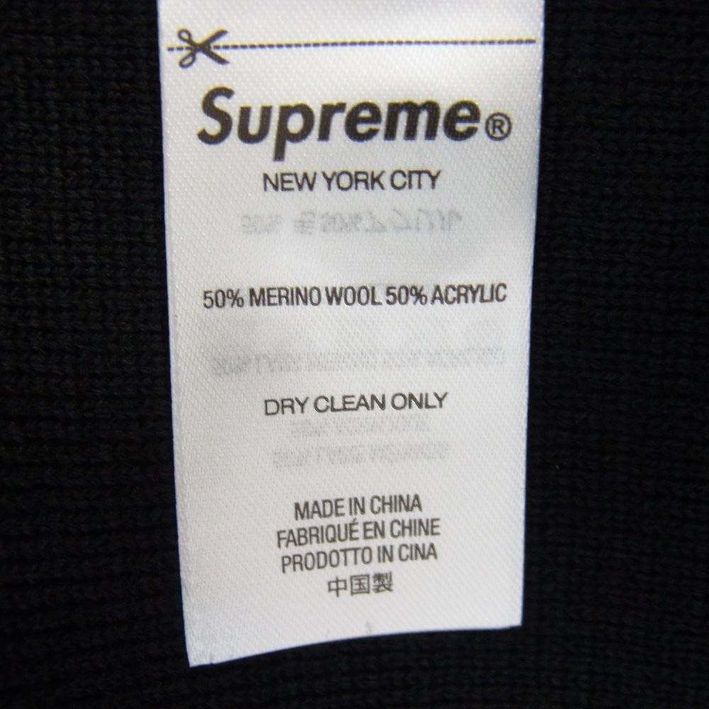 Supreme シュプリーム 22AW Contrast Stitch Button Up コントラスト ステッチ ボタンアップ ニット ポロシャツ 長袖 ブラック系 L【美品】【中古】