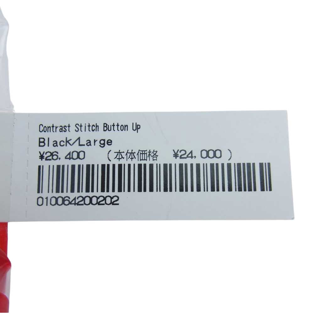 Supreme シュプリーム 22AW Contrast Stitch Button Up コントラスト ステッチ ボタンアップ ニット ポロシャツ 長袖 ブラック系 L【美品】【中古】
