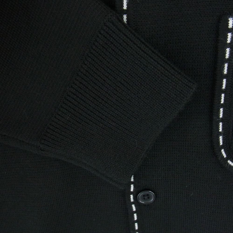 Supreme シュプリーム 22AW Contrast Stitch Button Up コントラスト ステッチ ボタンアップ ニット ポロシャツ 長袖 ブラック系 L【美品】【中古】