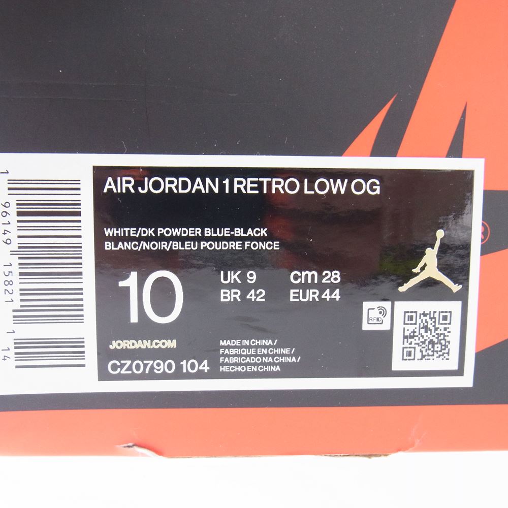NIKE AIR JORDAN ナイキ ジョーダン CZ0790-104 1 Low OG Black and Dark Powder Blue/UNC AJ1 ロー OG ブラック アンド ダークパウダーブルー/UNC スニーカー ホワイト系 ブルー系 28cm【美品】【中古】