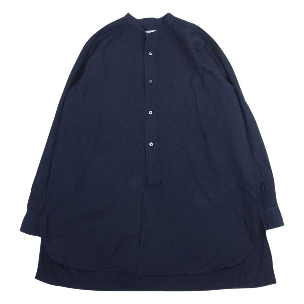 COMOLI コモリ 17AW L03-02004 コットン パネル バンドカラー シャツ 長袖 ネイビー系 2【中古】