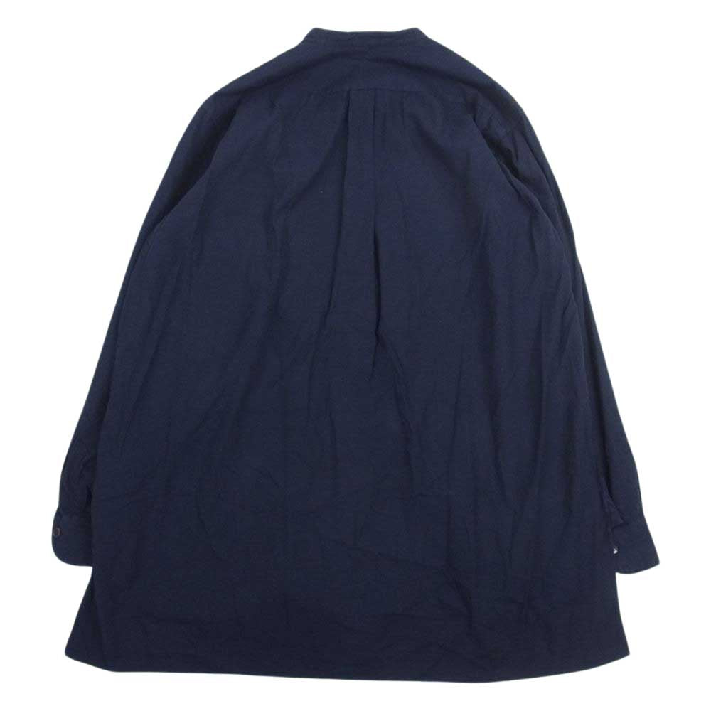 COMOLI コモリ 17AW L03-02004 コットン パネル バンドカラー シャツ 長袖 ネイビー系 2【中古】