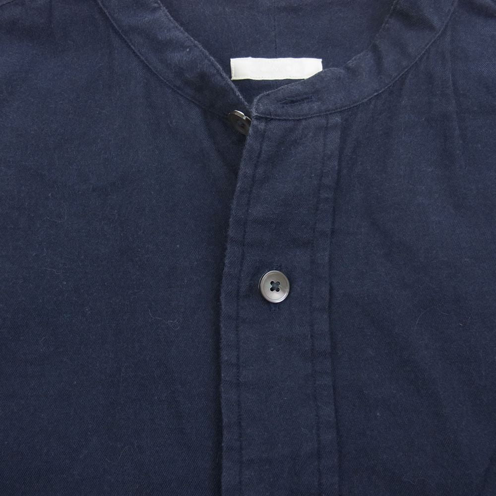 COMOLI コモリ 17AW L03-02004 コットン パネル バンドカラー シャツ 長袖 ネイビー系 2【中古】