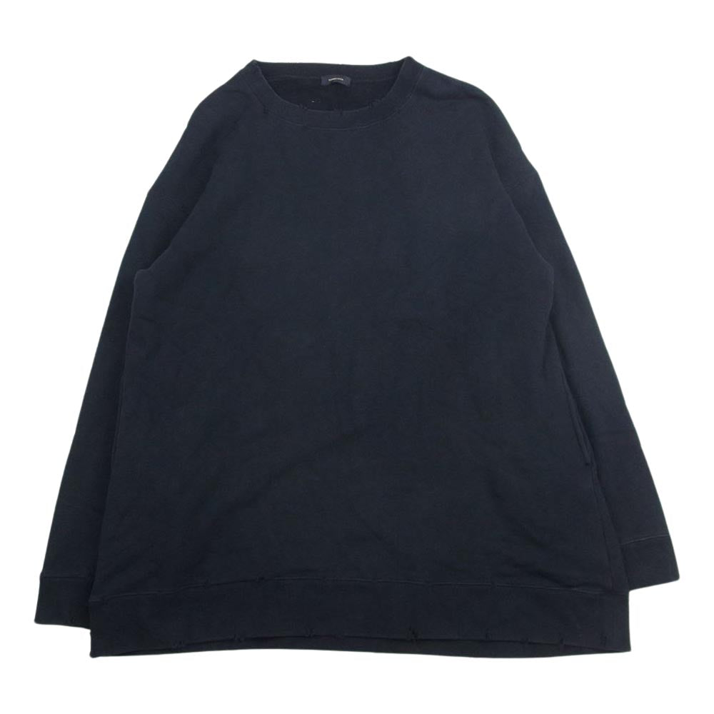 UNDERCOVER アンダーカバー 17AW UCT4801-1 ボロリブ オーバーサイズ スウェットトレーナー バーガンディー ダメージ加工 ブラック系 2【中古】