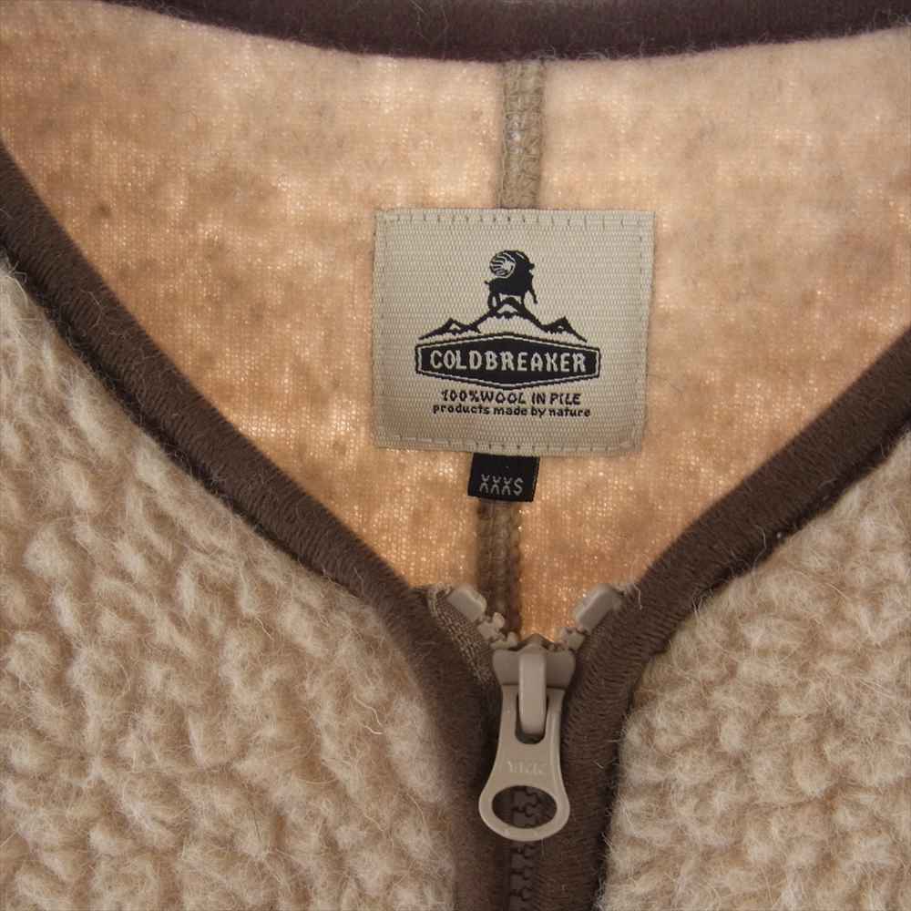 コールドブレーカー ウールボア フリース ジップ カーディガン ノーカラー ジャケット ベージュ系 XXXS【中古】