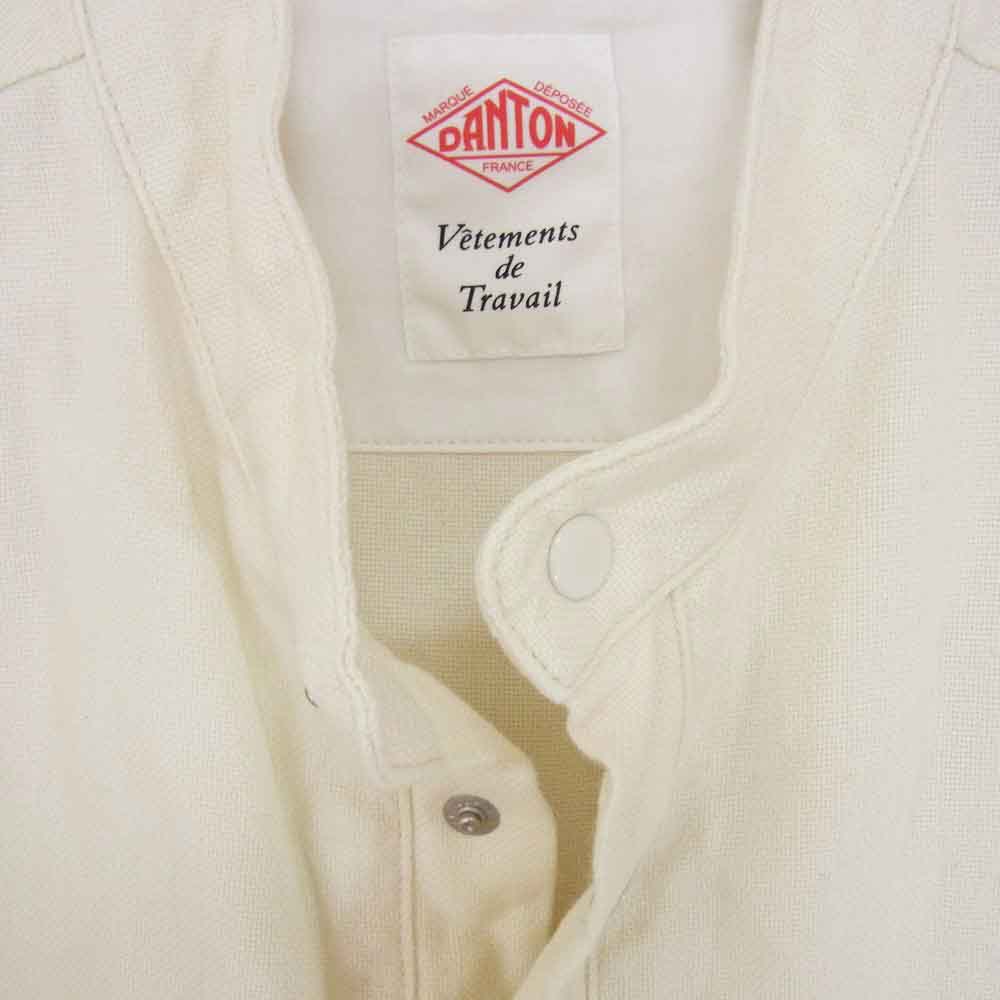 Danton ダントン DT-B0034 CBY スタンドカラー スナップボタン 長袖 シャツ オフホワイト系 36【中古】