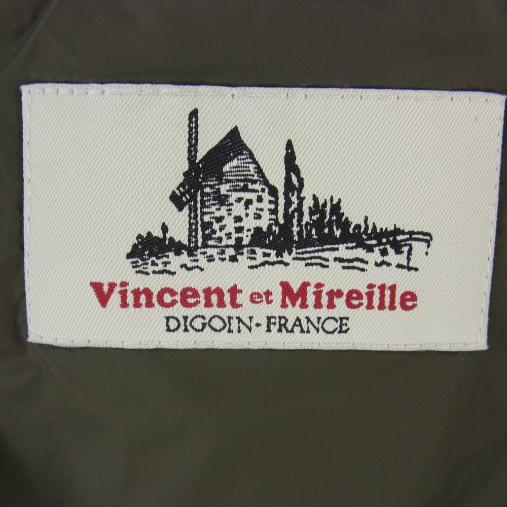 ヴァンソンエミレイユ VM222FD25010 RECYCLE DOWN CARDHIGAN リサイクル ダウン カーディガン パッカブル ノーカラー インナーダウン ジャケット カーキ系 36【中古】