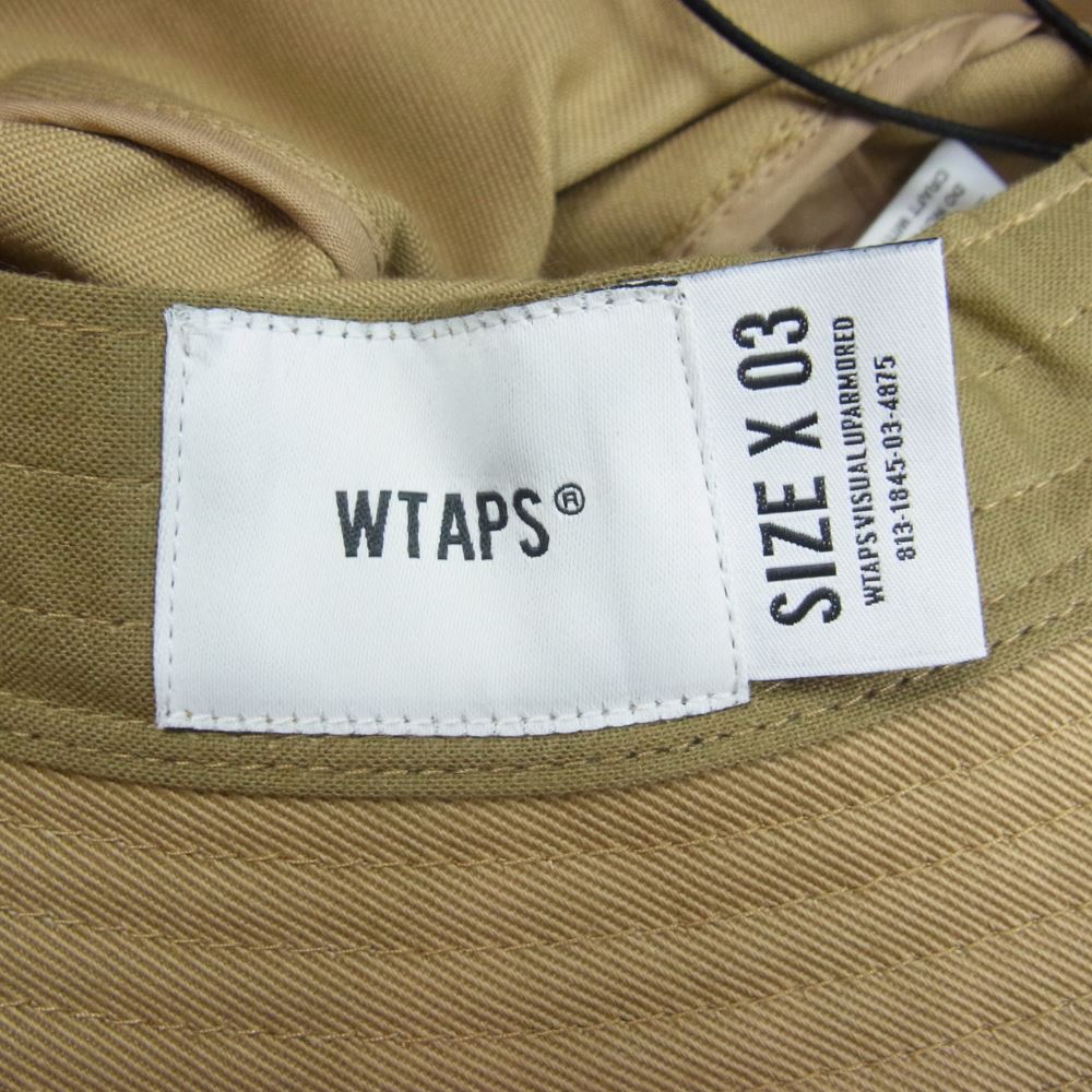 WTAPS ダブルタップス 21AW  212HCDT-HT16 JUNGLE 02 HAT COTTON TWILL ロゴ刺繍 バケット ハット ベージュ系 03【新古品】【未使用】【中古】