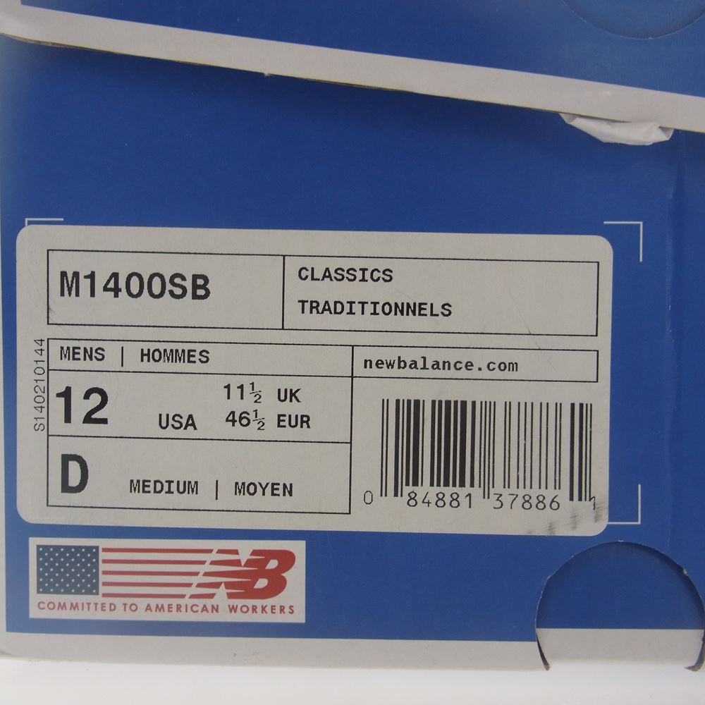 NEW BALANCE ニューバランス M1400SB USA製 M1400SB スニーカー グレー系 US12【新古品】【未使用】【中古】
