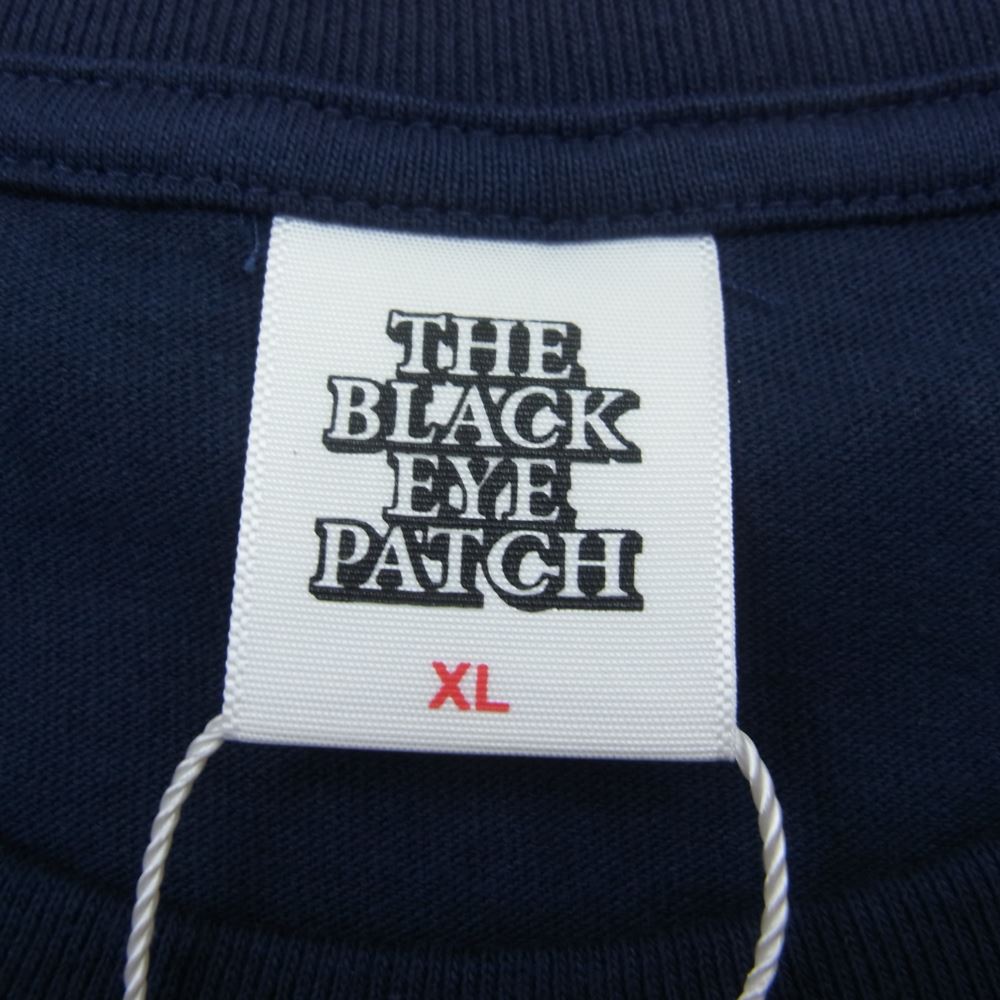 ブラックアイパッチ 22SS BEPSS22EI42 PRIORITY LABEL TEE ロゴラベル プリント 半袖 Tシャツ ネイビー系 XL【美品】【中古】