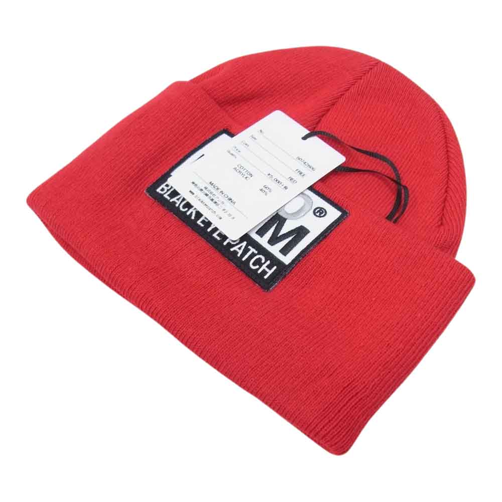 ブラックアイパッチ 50742806 PROBLEM プロブレム ビーニー ニット帽 ニットキャップ レッド レッド系 FREE【新古品】【未使用】【中古】