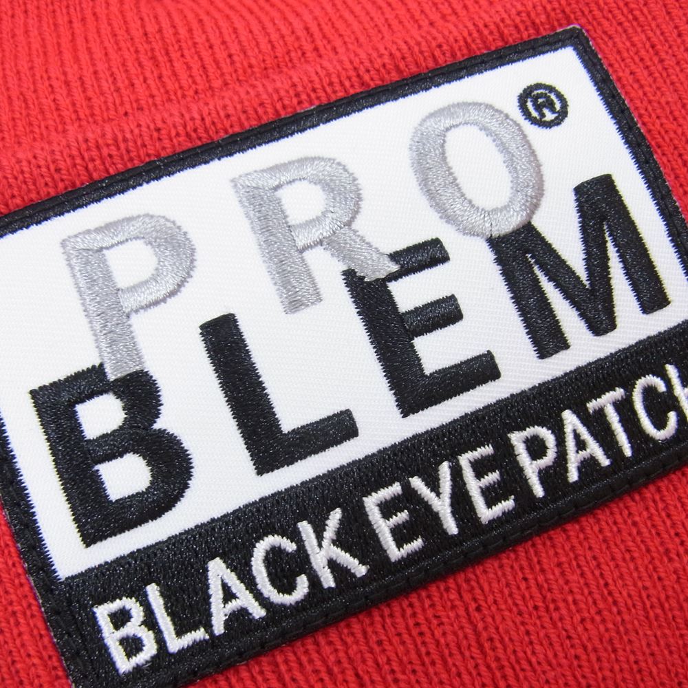 ブラックアイパッチ 50742806 PROBLEM プロブレム ビーニー ニット帽 ニットキャップ レッド レッド系 FREE【新古品】【未使用】【中古】