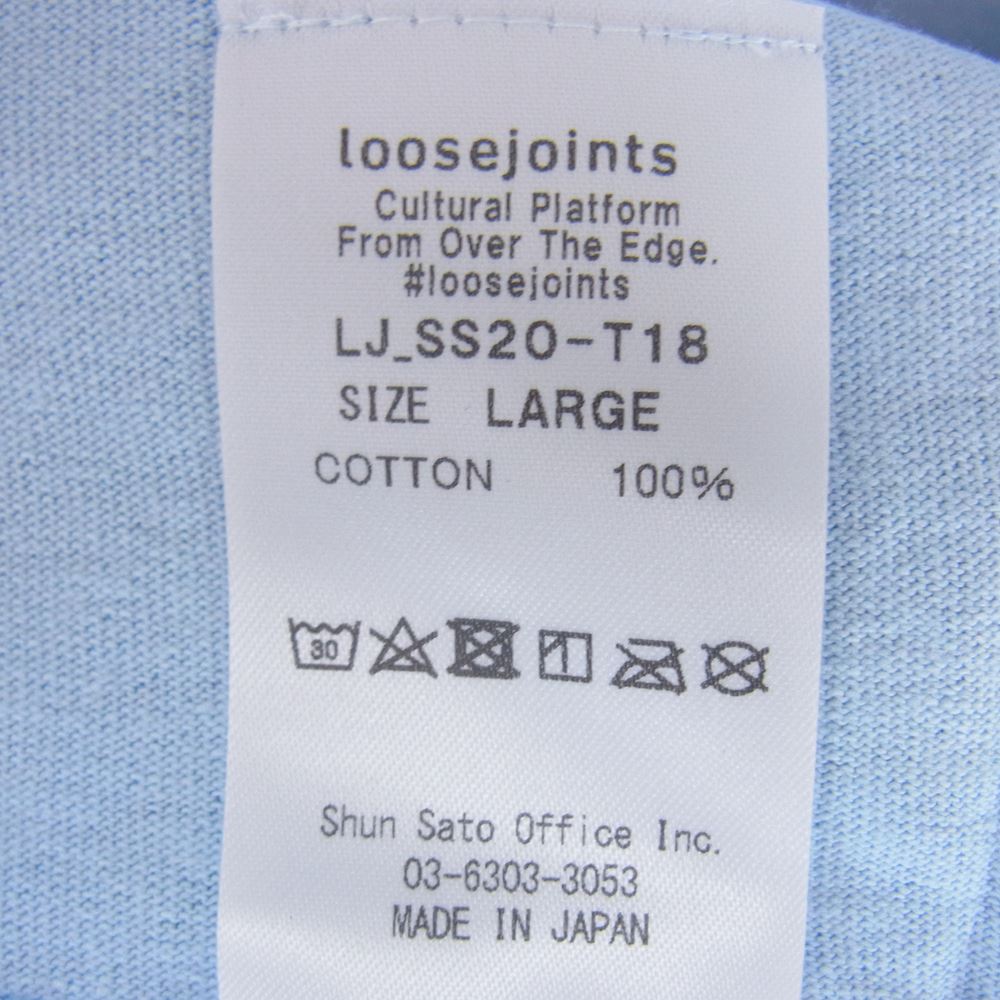 ルーズジョインツ 20SS SS20-T18 LONG SLEEVE PRINT T-SHIRT ロングスリーブ 長袖 Tシャツ ライトブルー系 L【新古品】【未使用】【中古】