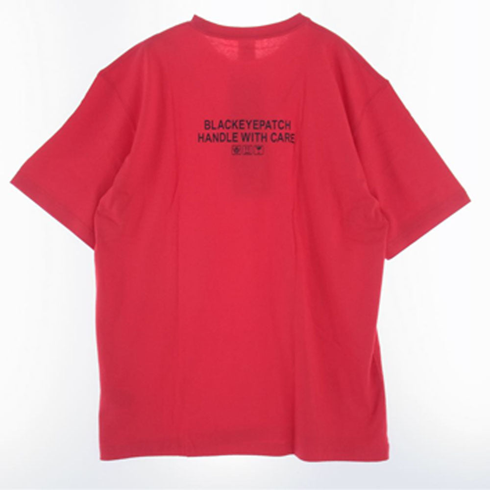 ブラックアイパッチ 22SS BEPSS22EI28 取扱注意 ロゴプリント クルーネック 半袖 Tシャツ レッド レッド系 XL【新古品】【未使用】【中古】
