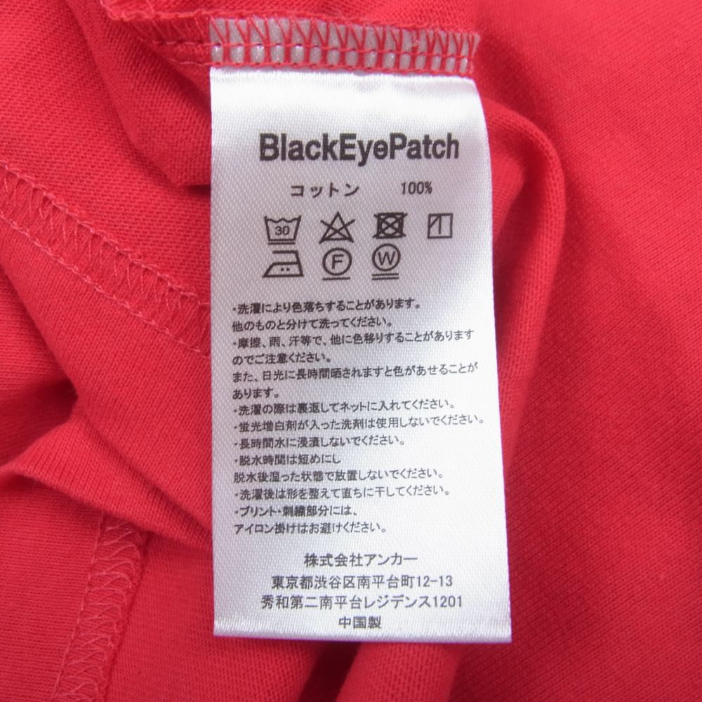 ブラックアイパッチ 22SS BEPSS22EI28 取扱注意 ロゴプリント クルーネック 半袖 Tシャツ レッド レッド系 XL【新古品】【未使用】【中古】