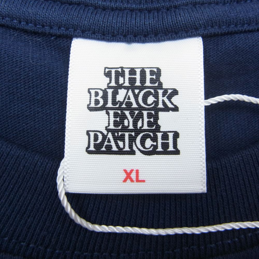 ブラックアイパッチ 22SS BEPSS22EI42 PRIORITY LABEL TEE 取扱注意 ロゴプリント クルーネック 半袖 Tシャツ ネイビー ネイビー系 XL【新古品】【未使用】【中古】