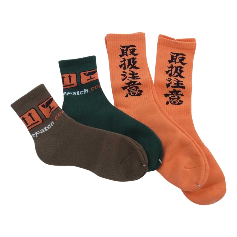 ブラックアイパッチ 21AW BEPFW21AC24 BEPFW21AC05 DOTCOMSOCKS HANDLE WITH CARE SOCKS 取扱注意 ソックス 4足セット オレンジ系 モスグリーン系 ブラウン系 表記サイズFREE【新古品】【未使用】【中古】