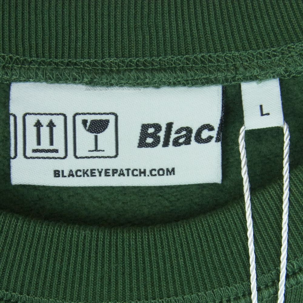 ブラックアイパッチ 21AW BEPFW21TP30 B EMBLEM CREW SWEAT Bエンブレム ロゴ クルーネック スウェット トレーナー グリーン系 L【新古品】【未使用】【中古】