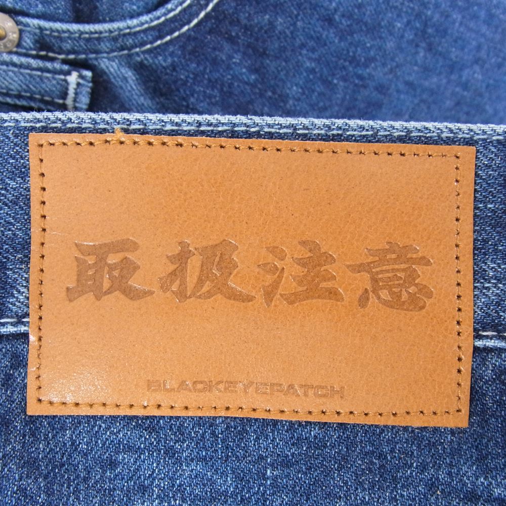 ブラックアイパッチ 23SS BEPSS23PA19 INDIGOB EMBLEM EMBROIDERED DENIM PANTS インディゴ エンブロイダリ― デニムパンツ ジーンズ インディゴブルー系 L【新古品】【未使用】【中古】
