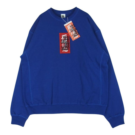 ブラックアイパッチ 22SS BEPSS22TP25 HANDLE WITH CARE CREW SWEAT 取扱注意 ハンドルウィズケア クルーネック スウェット トレーナー ネイビー系 L【新古品】【未使用】【中古】