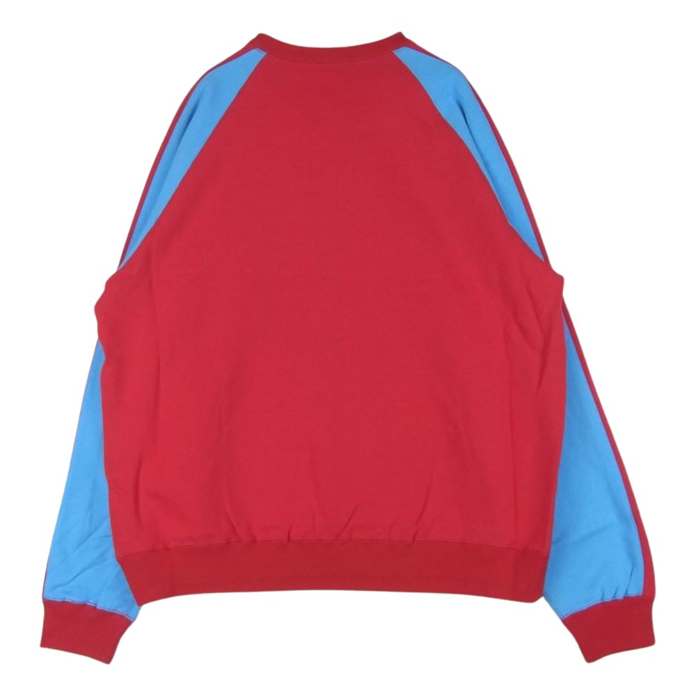 ブラックアイパッチ 23SS BEPSS23TP09 B EMBLEM 2 TONE RAGLAN CREW SWEAT Bエンブレム バイカラー ラグラン クルーネック スウェット トレーナー レッド系 ライトブルー系 L【新古品】【未使用】【中古】