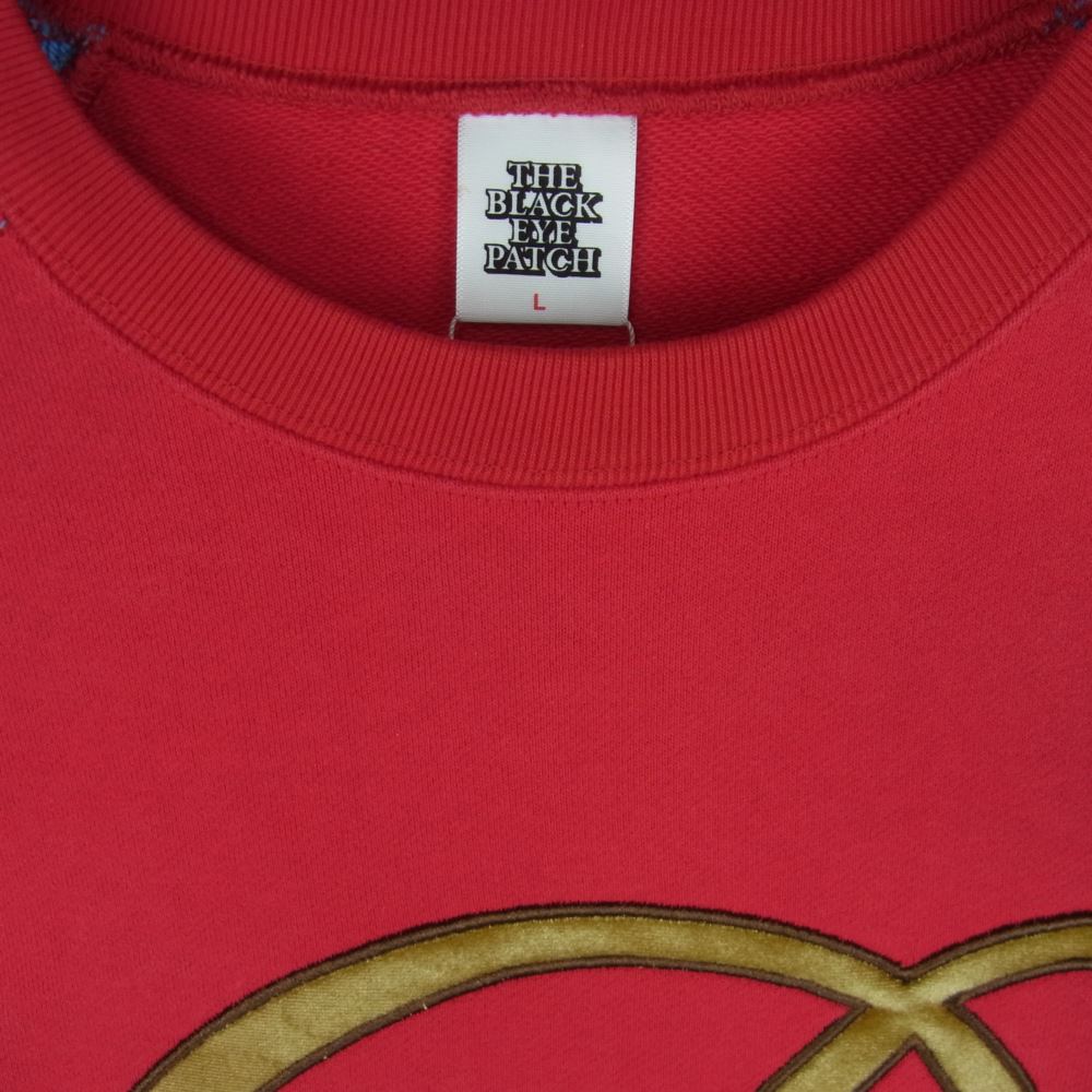ブラックアイパッチ 23SS BEPSS23TP09 B EMBLEM 2 TONE RAGLAN CREW SWEAT Bエンブレム バイカラー ラグラン クルーネック スウェット トレーナー レッド系 ライトブルー系 L【新古品】【未使用】【中古】