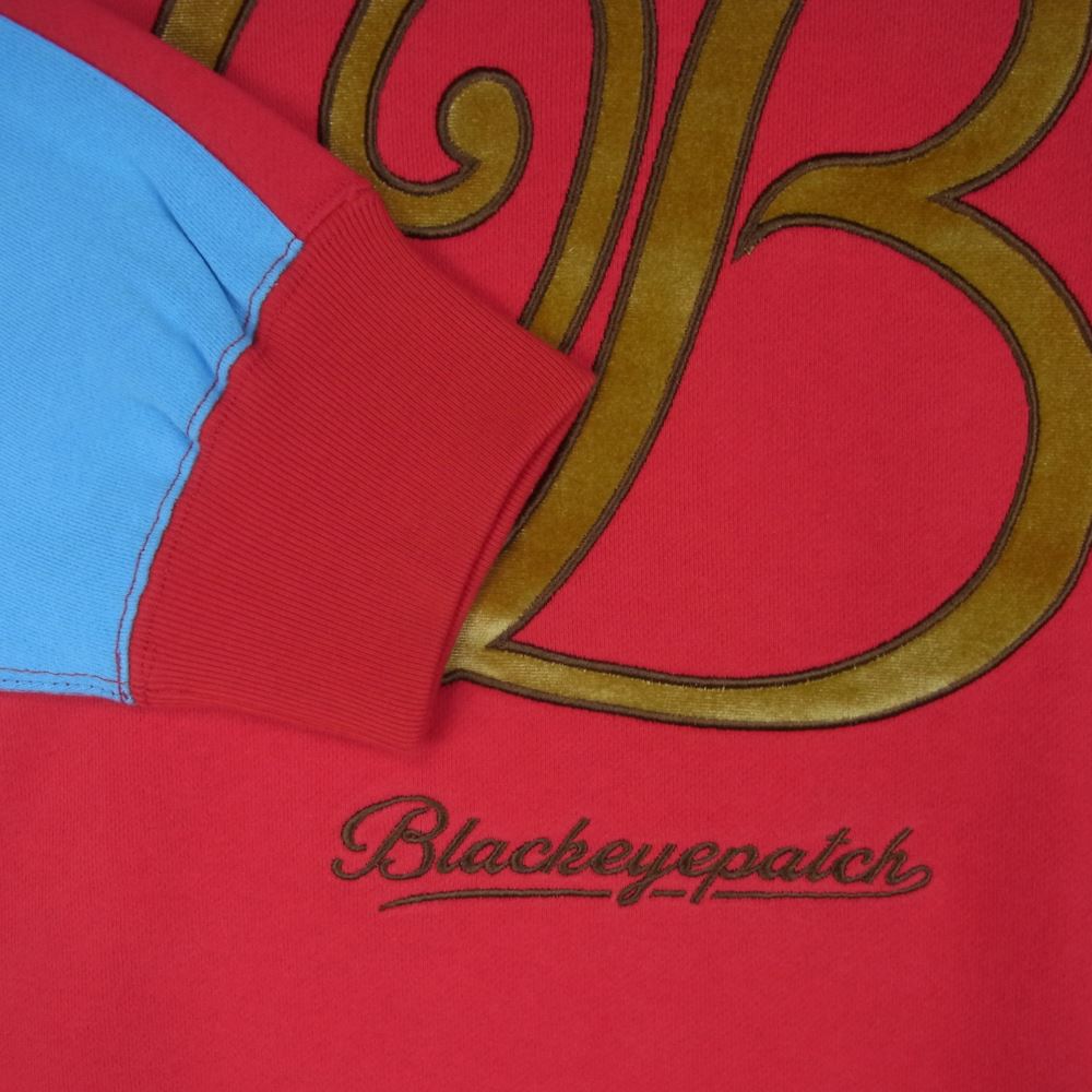 ブラックアイパッチ 23SS BEPSS23TP09 B EMBLEM 2 TONE RAGLAN CREW SWEAT Bエンブレム バイカラー ラグラン クルーネック スウェット トレーナー レッド系 ライトブルー系 L【新古品】【未使用】【中古】