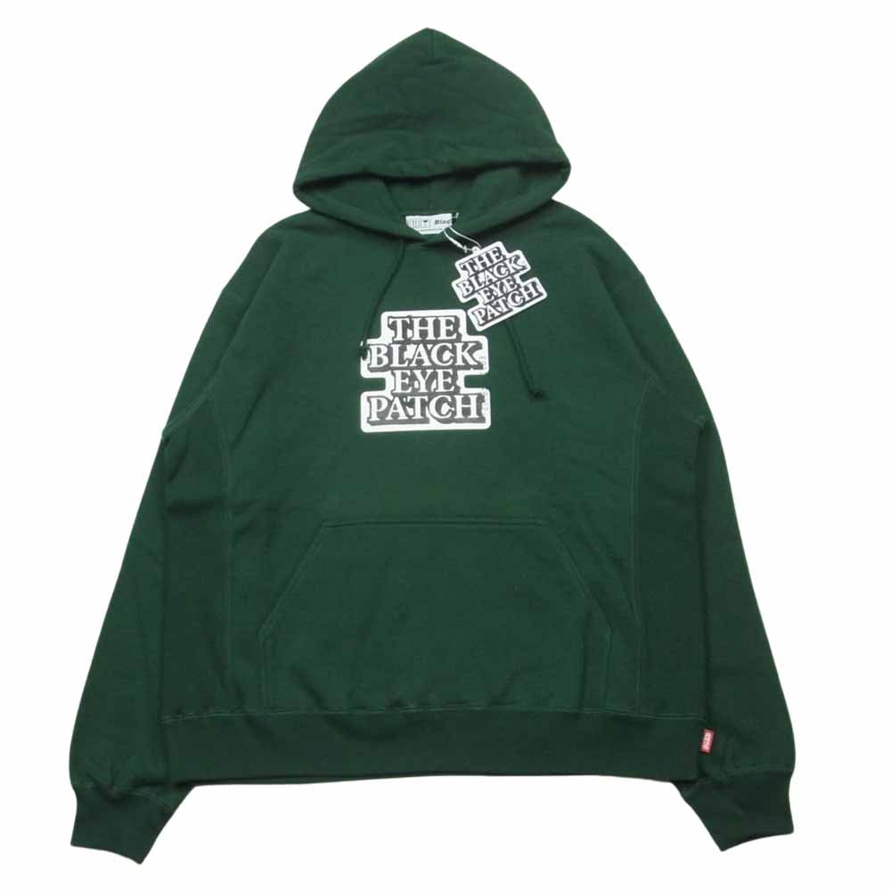 ブラックアイパッチ 21AW BEPFW21TP27 OG LABEL HOODIE OGラベル ロゴプリント パーカー フーディ グリーン系 M【新古品】【未使用】【中古】