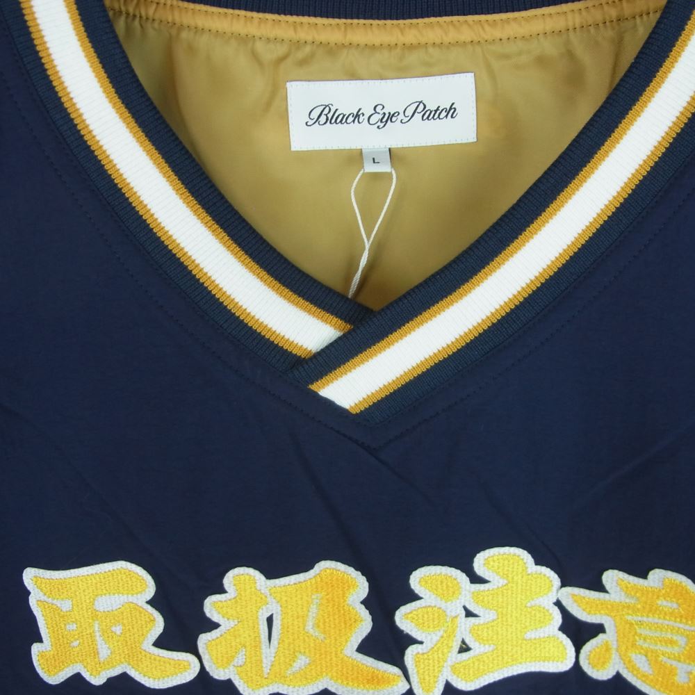 ブラックアイパッチ 23SS BEPSS23TP06 HANDLE WITH CARE V NECK PULLOVER 取扱注意 ハンドルウィズケア Vネック プルオーバー スウェット ネイビー系 L【新古品】【未使用】【中古】