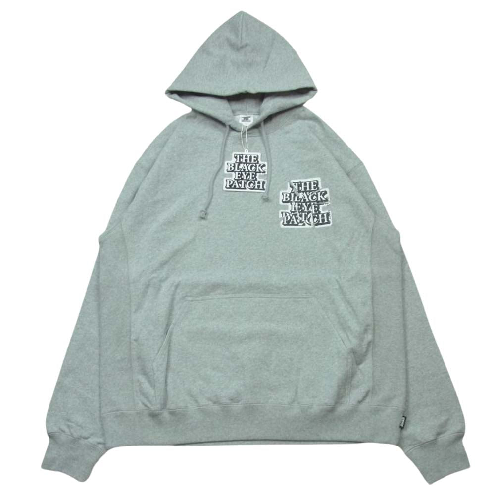 ブラックアイパッチ 23SS BEPSS23TP02 TORN OG LABEL HOODIE OGラベル ロゴプリント プルオーバ― パーカー フーディ グレー系 L【新古品】【未使用】【中古】