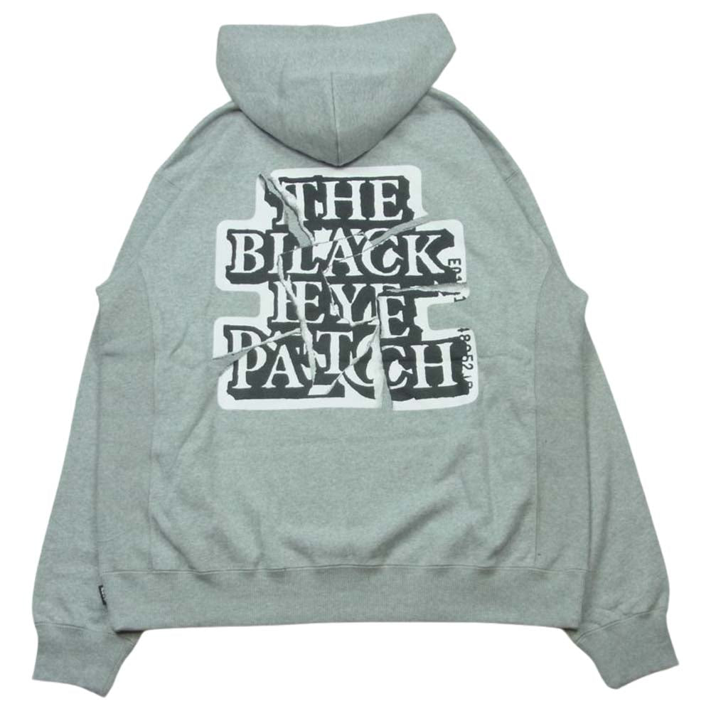 ブラックアイパッチ 23SS BEPSS23TP02 TORN OG LABEL HOODIE OGラベル ロゴプリント プルオーバ― パーカー フーディ グレー系 L【新古品】【未使用】【中古】