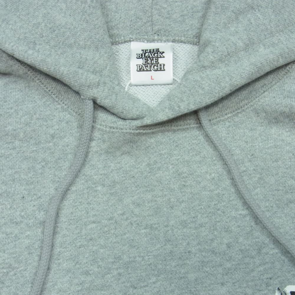 ブラックアイパッチ 23SS BEPSS23TP02 TORN OG LABEL HOODIE OGラベル ロゴプリント プルオーバ― パーカー フーディ グレー系 L【新古品】【未使用】【中古】