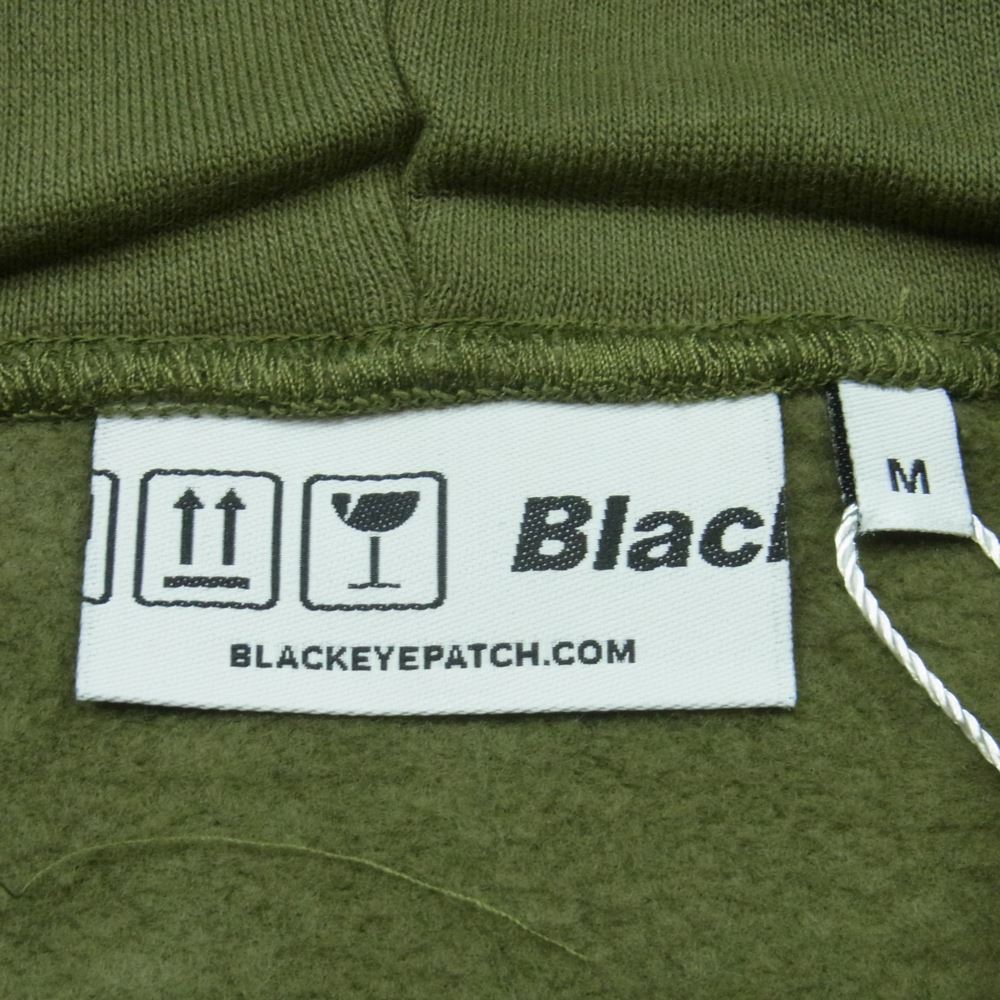 ブラックアイパッチ 21AW BEPFW21TP25 HANDLE WITH CARE ZIP HOODIE 取扱注意 ハンドルウィズケア フルジップ スウェット パーカー オリーブ系 M【新古品】【未使用】【中古】