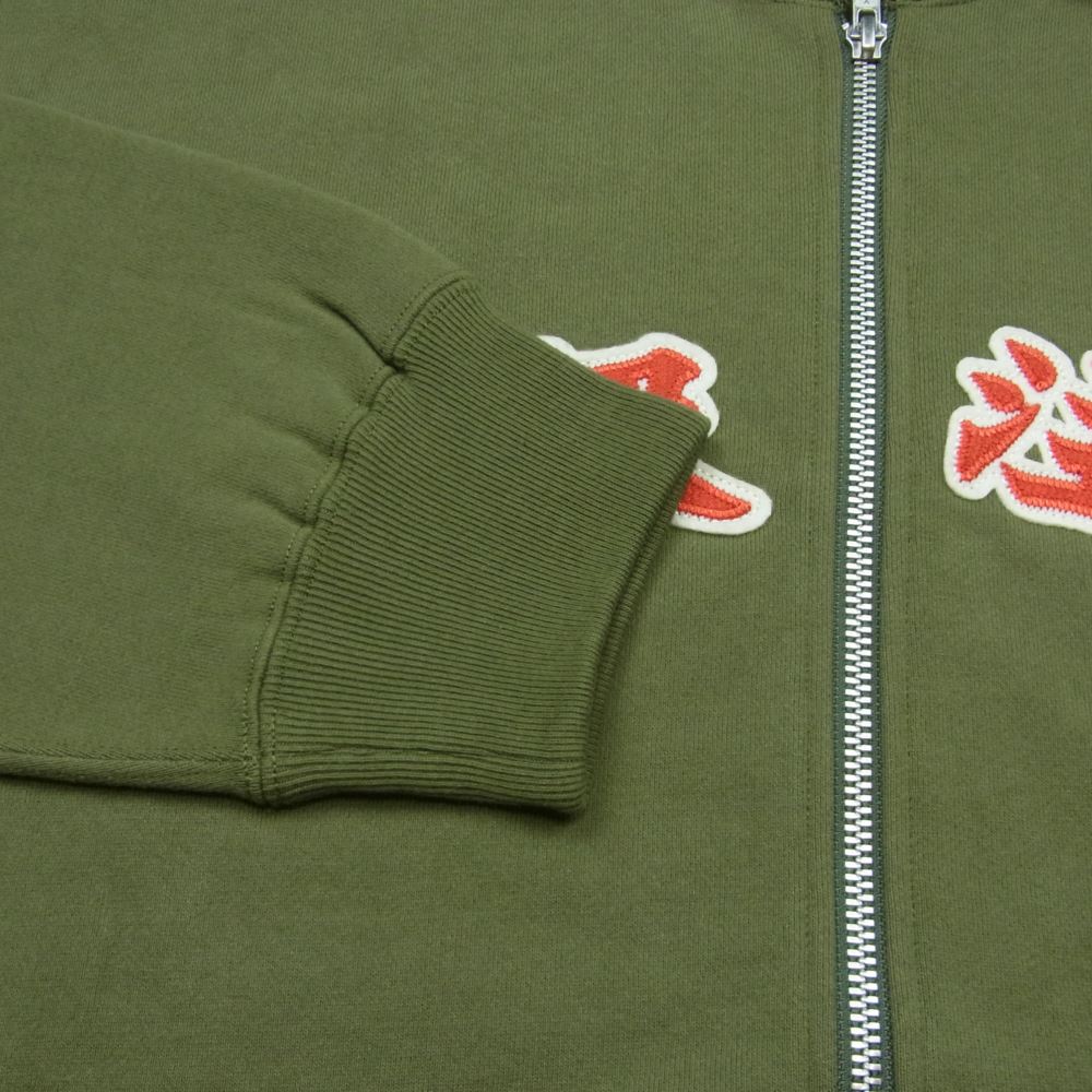 ブラックアイパッチ 21AW BEPFW21TP25 HANDLE WITH CARE ZIP HOODIE 取扱注意 ハンドルウィズケア フルジップ スウェット パーカー オリーブ系 M【新古品】【未使用】【中古】