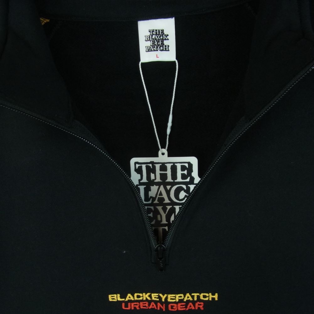 ブラックアイパッチ 22AW BEPFW22TP36 Taped Half Zip Sweat ロゴ刺繍 テープ ハーフジップ スウェット プルオーバー ブラック系 L【新古品】【未使用】【中古】
