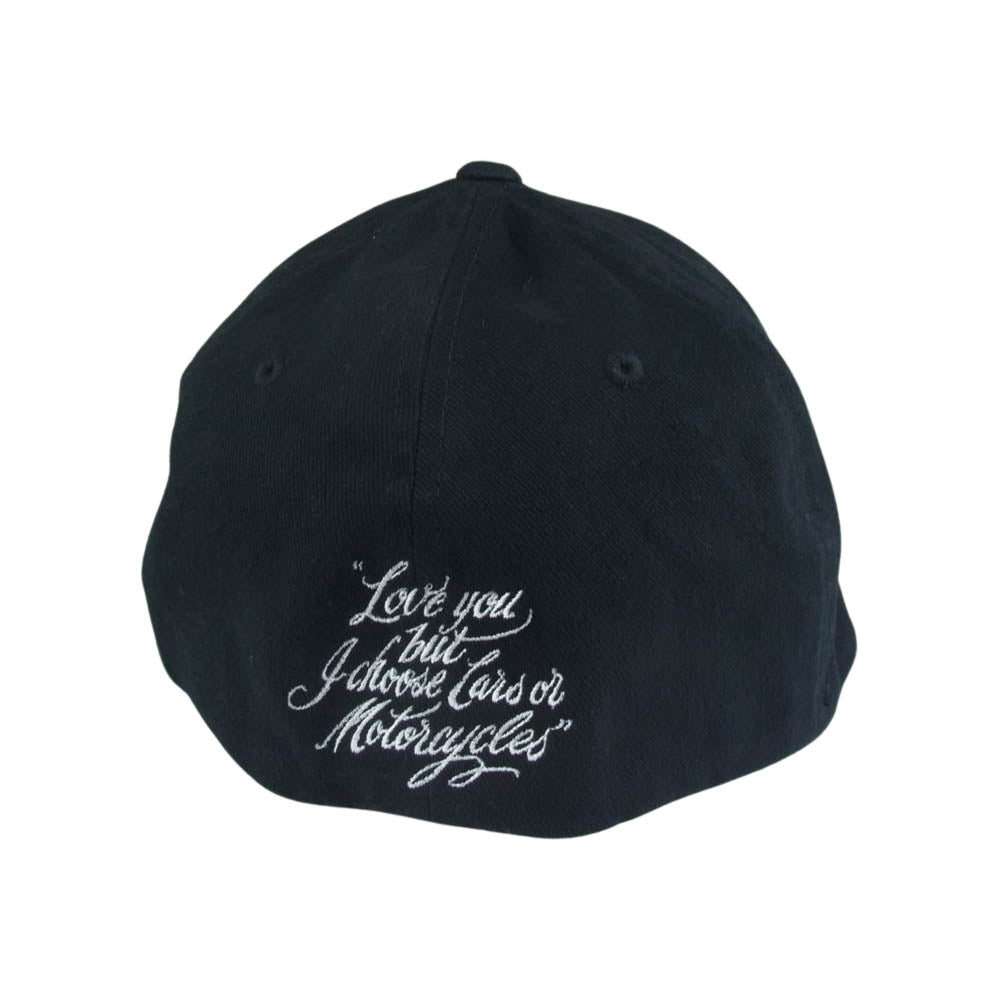 ポークチョップ ロゴ 刺繍 FLEX FIT キャップ ブラック系 L～XL【中古】