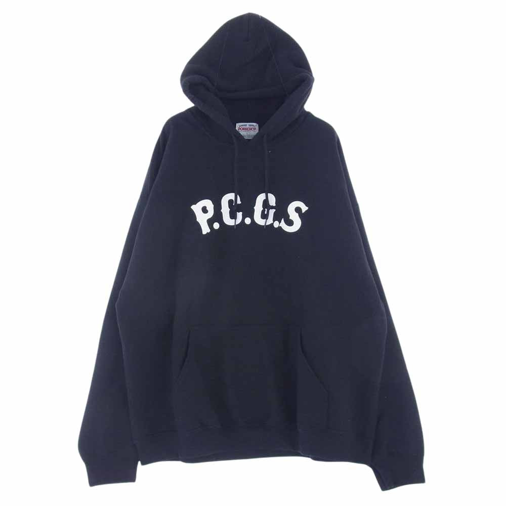 ポークチョップ バックプリント P.C.G.S プリント プルオーバー パーカー ブラック ブラック系 L【中古】
